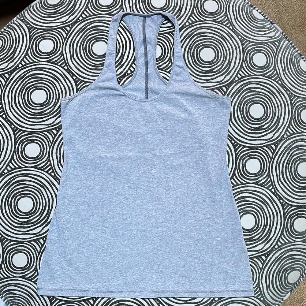 Lululemon Cool Racerback Cotton-blend Ruched Back Tank Light Gray Size 8